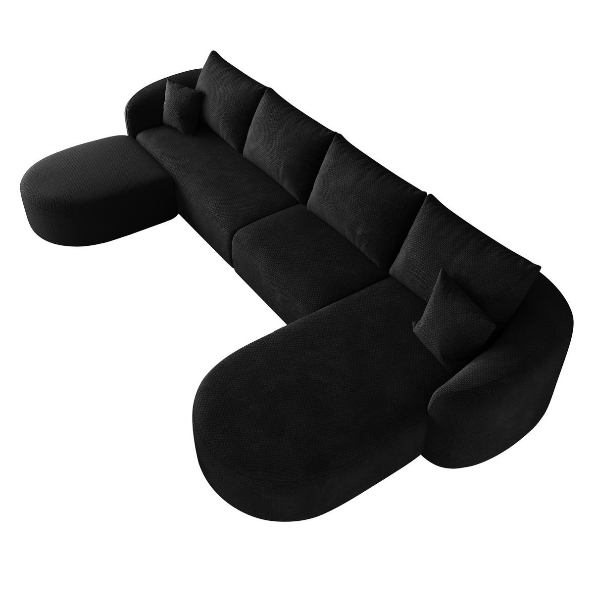 ECKSOFA 336/168/85 cm schwarz aus Stoff ohne Montage - Schwarz, Textil (168/336cm) - OKWISH
