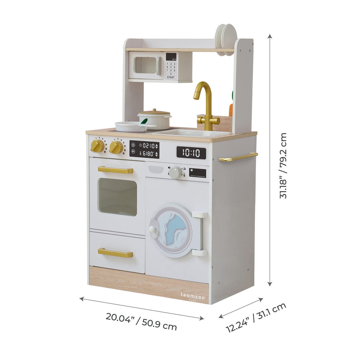 KINDERKÜCHE Spielküche, Weiß, 79cm - Weiß, Holzwerkstoff (51/31/79cm) - Teamson Kids
