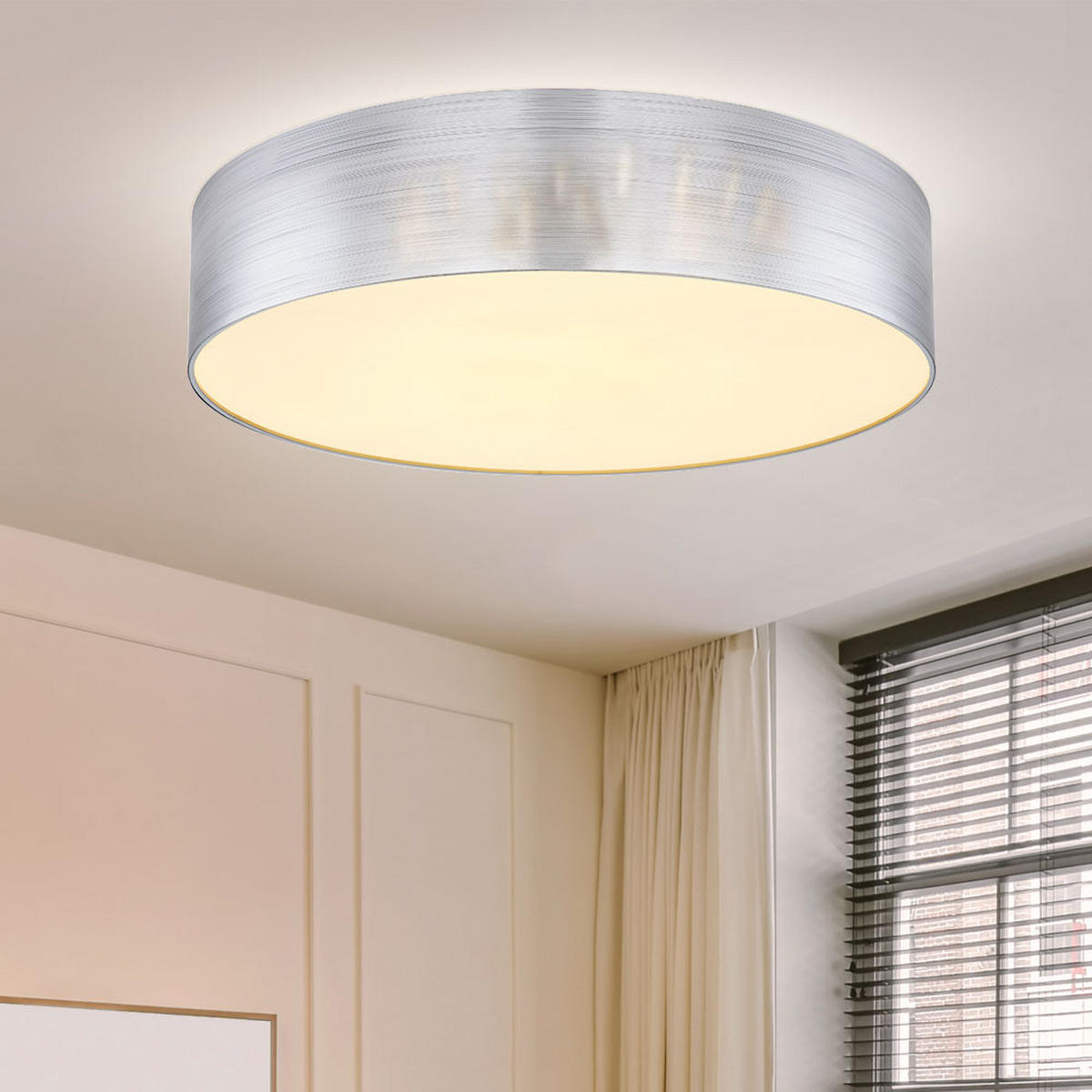 LED DECKENLEUCHTE Silber Opalglas - Silberfarben, Metall (60/60/12cm)