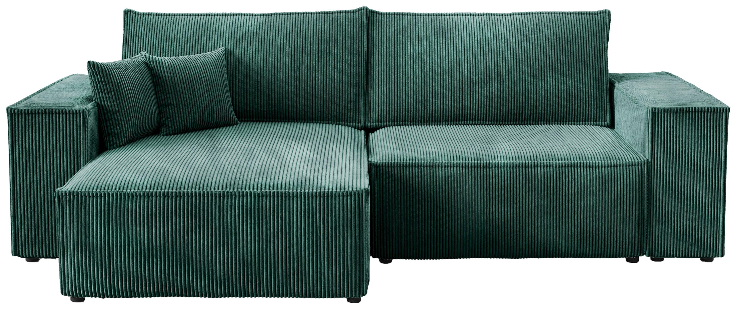 ECKSOFA Pedro mit Schlaffunktion Grün Cord - Grün, Textil (255/153cm) - Bromarkt