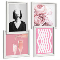 BILDER SET 4er Set - 50x50 cm & 40x60 cm Weißer Rahmen - Stilvolles Porträt mit Champagner - Weiß, Kunststoff (50/50cm) - TULUP