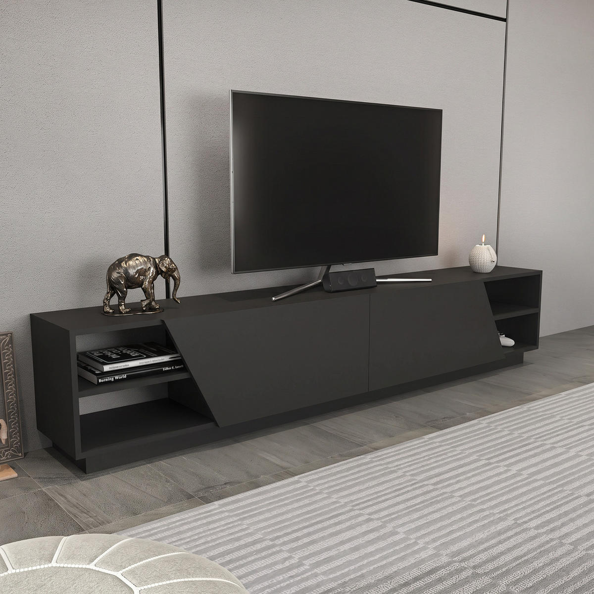 TV-MÖBEL rhodes - Grau, Holz (37/47/240cm) - Habitat Garten