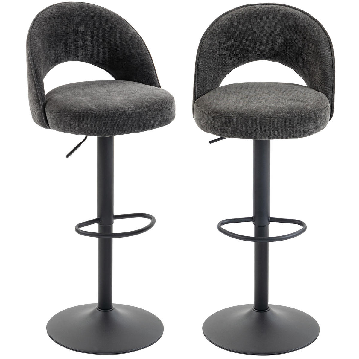 BARHOCKER 2er-Set Dunkelgrau 49.5/48.0/110.0 cm - Dunkelgrau, Textil (48/110/49.5cm)
