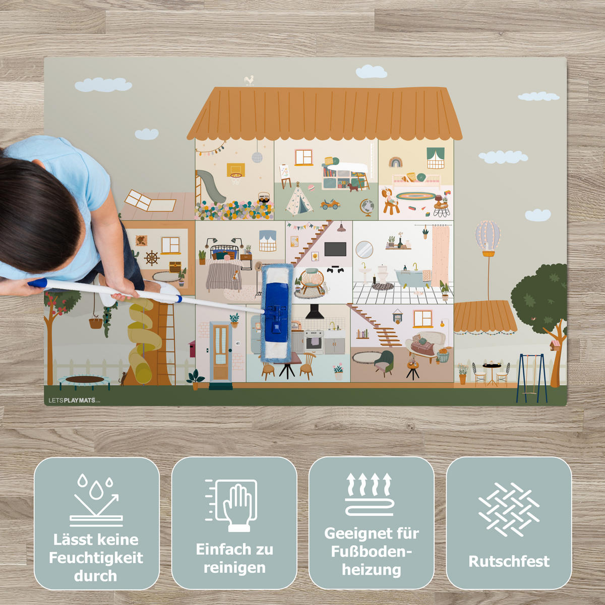 KINDERTEPPICH Puppenhaus - Kinder - Möbel - Design - Braun 135x90 cm - Multicolor, Kunststoff (135/90cm) - MuchoWow