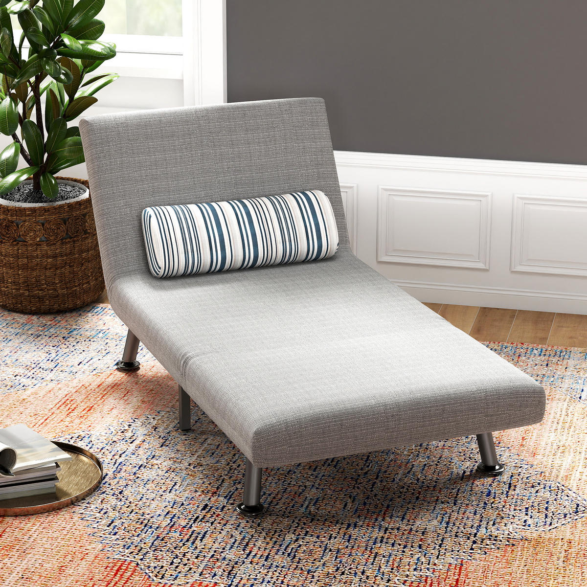 KLAPPBAR Schlafsessel Schlafsofa Klappmatratze Bett Gästebett Grau Sofa - Silberfarben/Grau, Textil/Metall (70/75/75cm) - HOMCOM