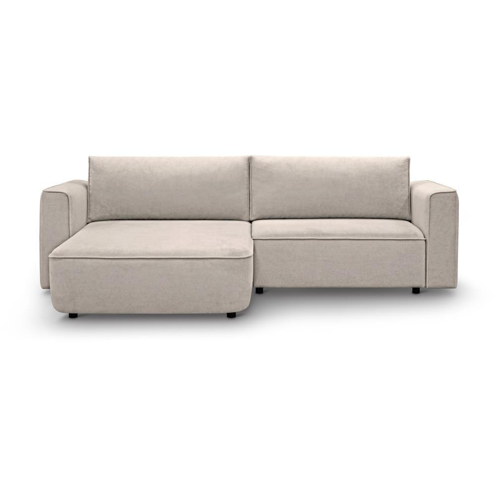ECKSCHLAFSOFA Carlos beige - Beige/Schwarz, Kunststoff/Textil (265/170cm) - Beautysofa