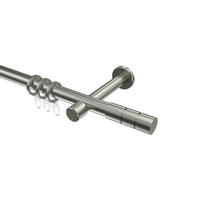 GARDINENSTANGEN-SET Prestige Elanto 320 cm (geteilt in 2 x 160 cm), 1-läufig, 20 mm Ø Edelstahl-Optik - Edelstahlfarben, Metall (320cm) - INTERDECO
