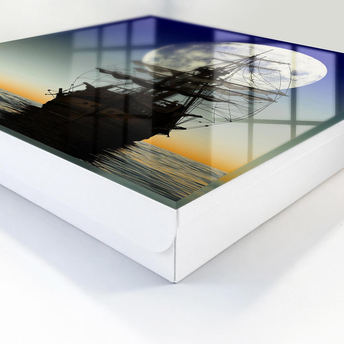 SCHLÜSSELBOX Weiß 30x30 cm – Türöffnung nach rechts - Nachtfahrten - Dunkelblau, Metall (30/30/5cm) - TULUP