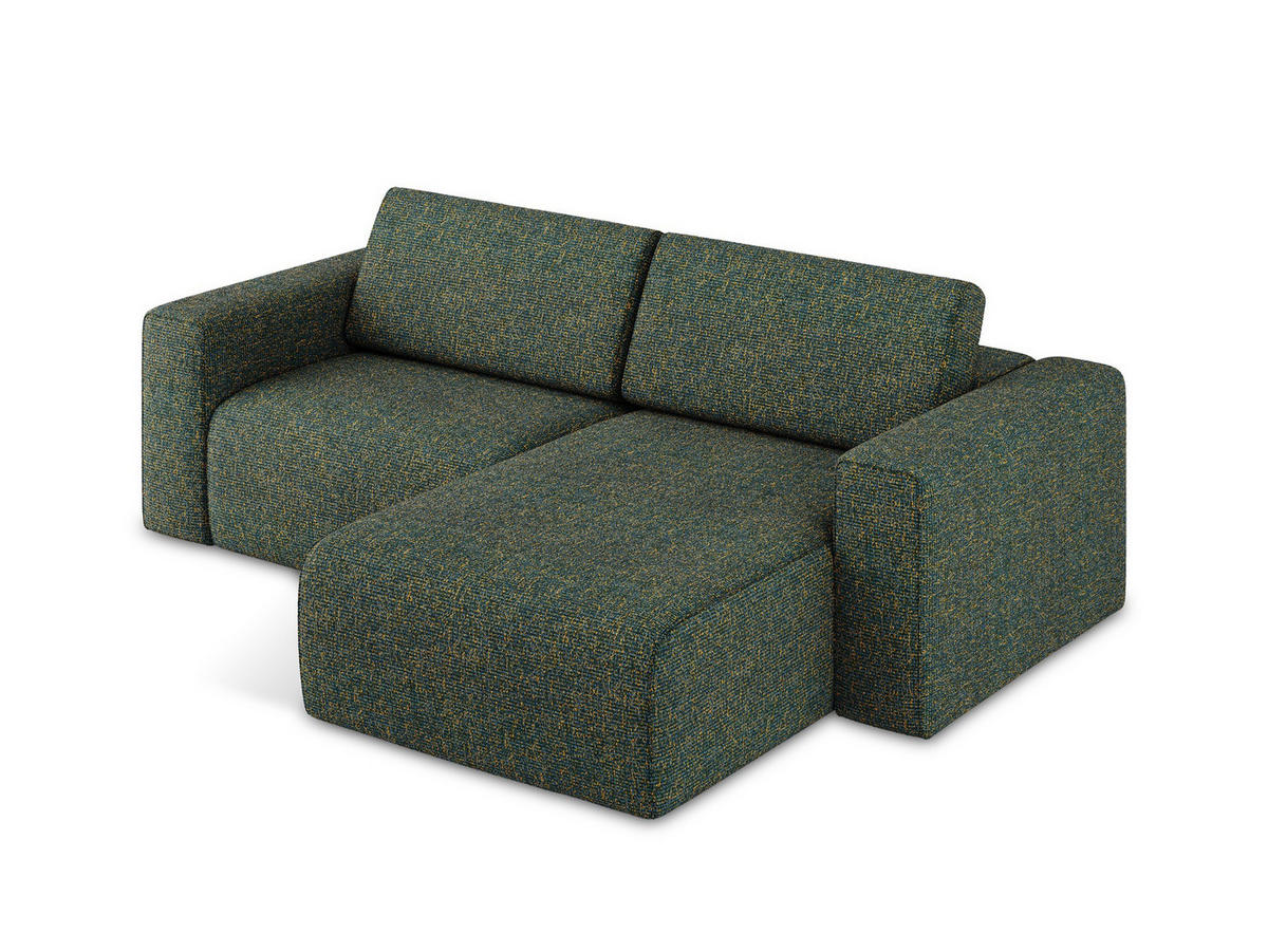 ECKSOFA Rechts Strukturstoff Stoff Grün - Blau/Schwarz, Kunststoff/Textil (224/167cm) - Makamii