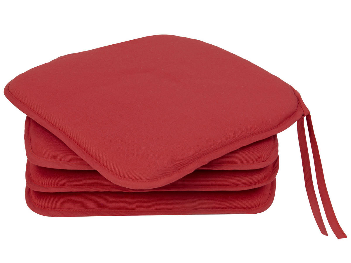 STUHLKISSEN, 4er-Set, 38x38 cm, 85% Polyester, 15% Polyamid, Rot - Rot, Textil (38/38/2cm) - Zollner