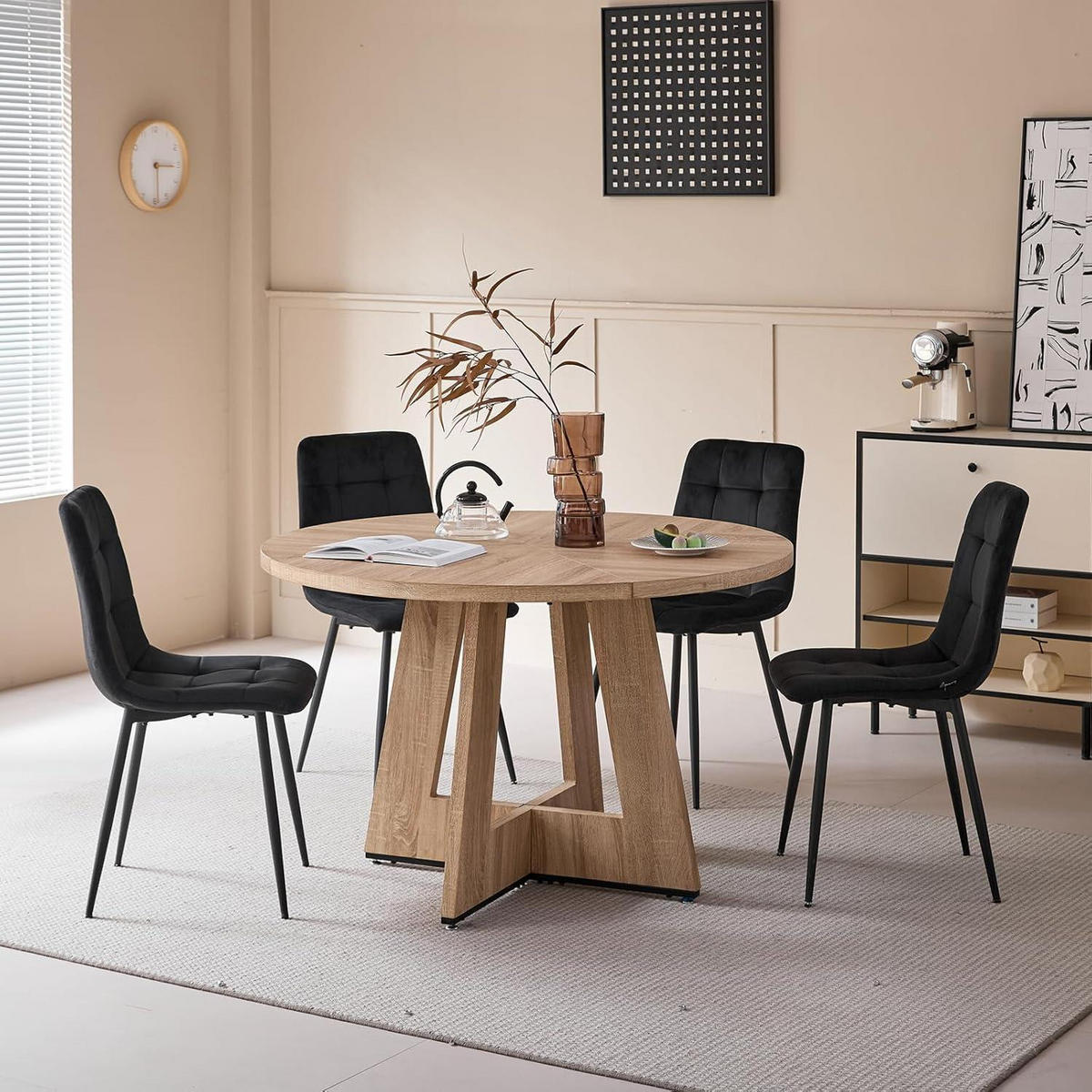 ESSZIMMERSTUHL 6er-Set Samt Schwarz Metallbeine - Schwarz, Textil (43/89.5/44cm)
