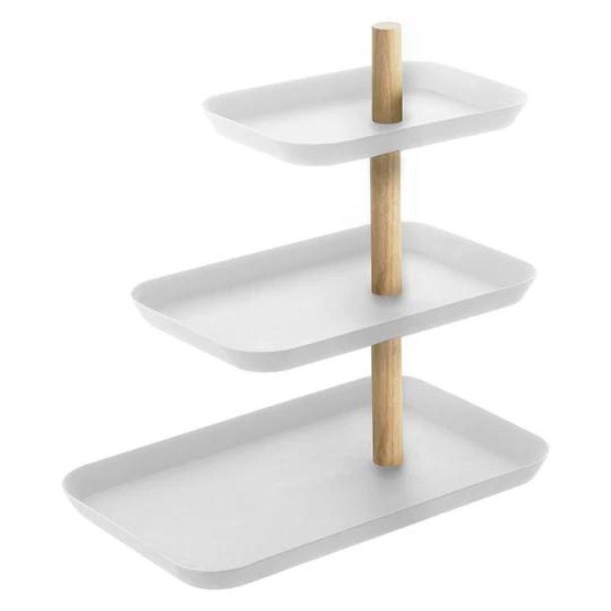 SCHMUCKSTÄNDER 3 etagen mit drehbaren tabletts - 25/16/25,5 cm - Weiß, Metall (16/25.5/25cm) - Yamazaki