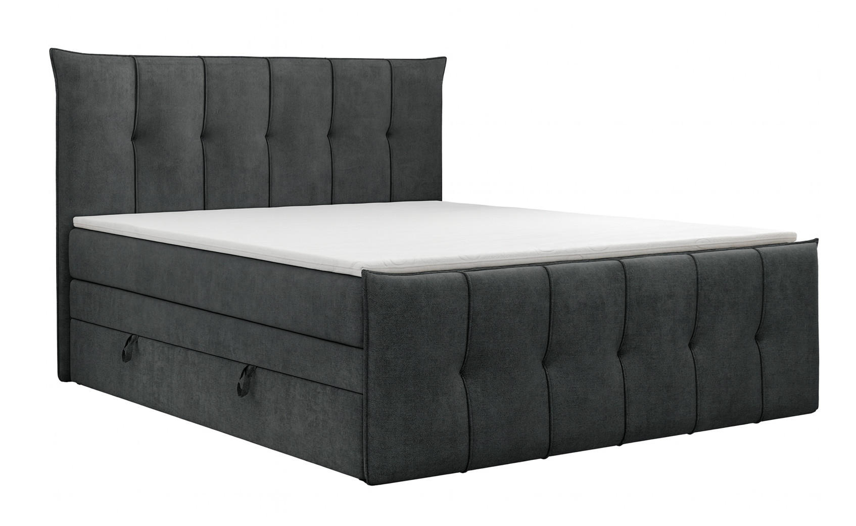 BOXSPRINGBETT SUPREME mit Topper und Bettkasten, Anthrazit, 200x200 cm - Anthrazit, Textil (200/200cm) - KS Home Concept