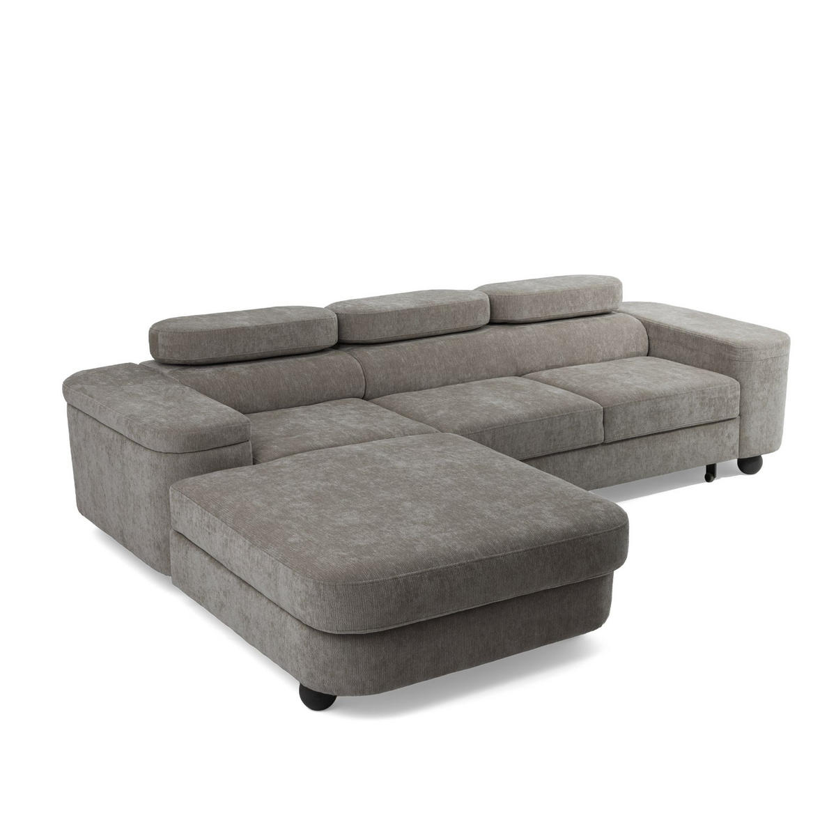 ECKSOFA LOVE L Links mit Schlaffunktion 124x210 Chenille Grau - Schwarz/Grau, Holz/Textil (284/205cm) - Muffo