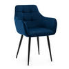 STUHL GALLO gespolstert mit Steppung - dunkelblau - Samt Velours - Schwarz/Dunkelblau, Textil/Metall (58/88/58cm) - NEW HOME