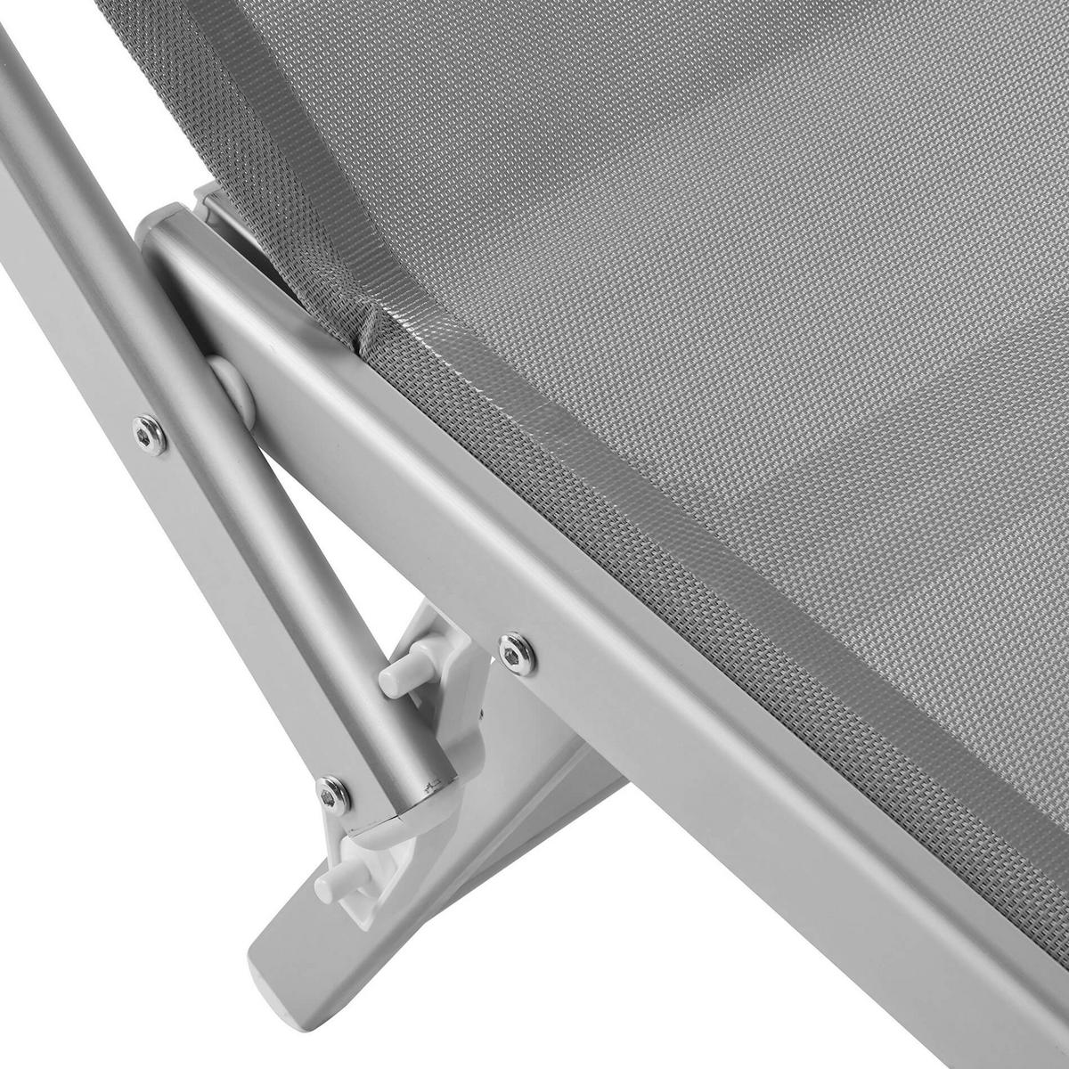 SONNENLIEGE Grau 61/186/38 cm - Grau, Metall (61/38/186cm) - Mobili Rebecca