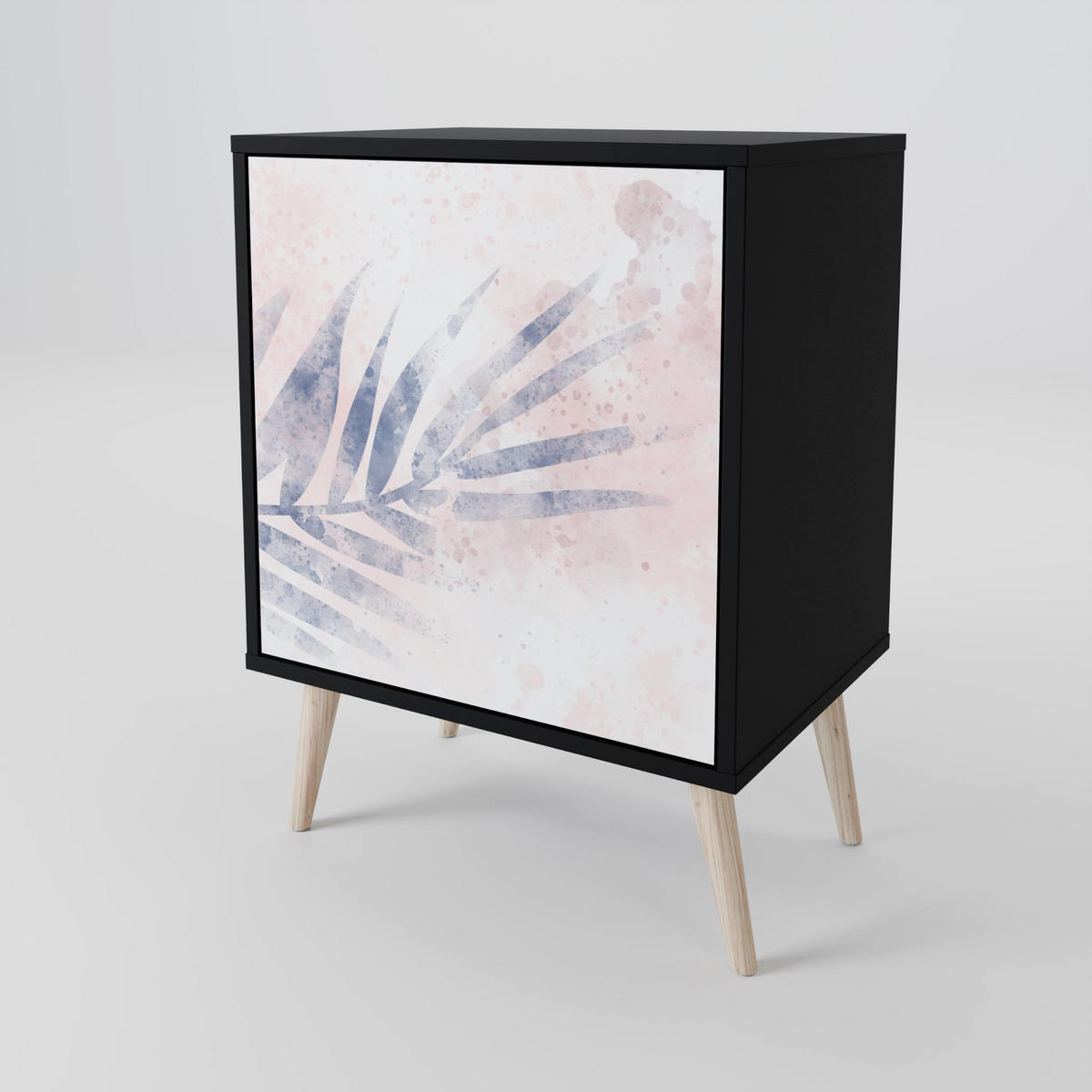 SIDEBOARD TIMELESS FLOAT, Schwarz, 57,5x42x72,5 cm, Schwarze Metallfüße - Multicolor/Schwarz, Holzwerkstoff/Metall (57.5/72.5/42cm) - SpaceRebels
