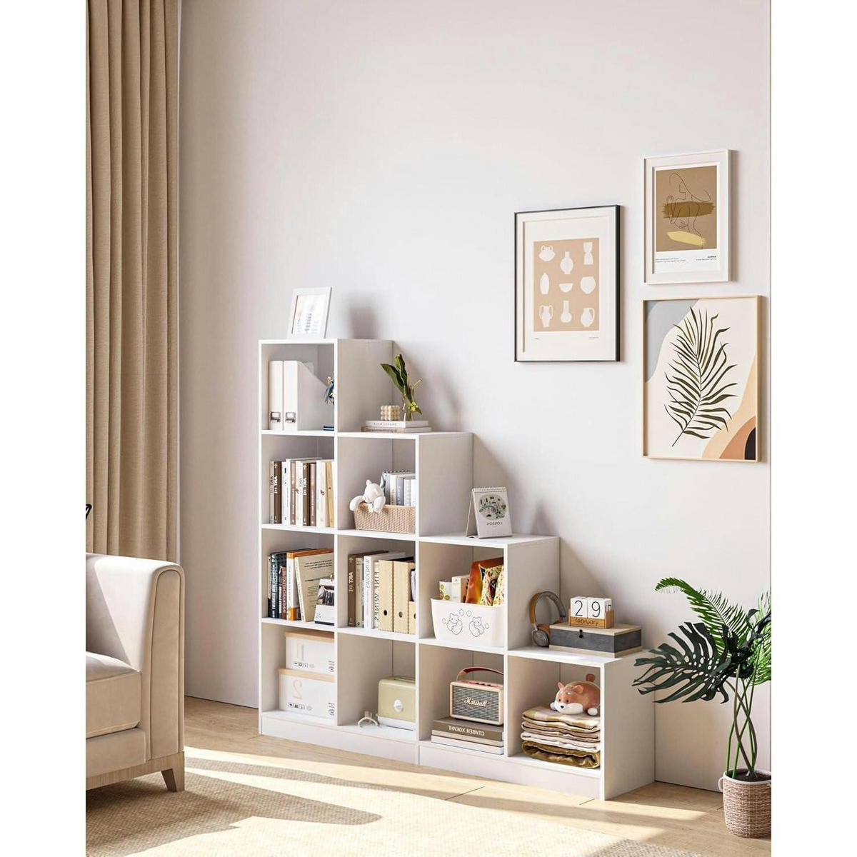 BÜCHERREGAL 10 Würfel Weiß 127 x 124 cm - Weiß, Holzwerkstoff (127/124/24cm)