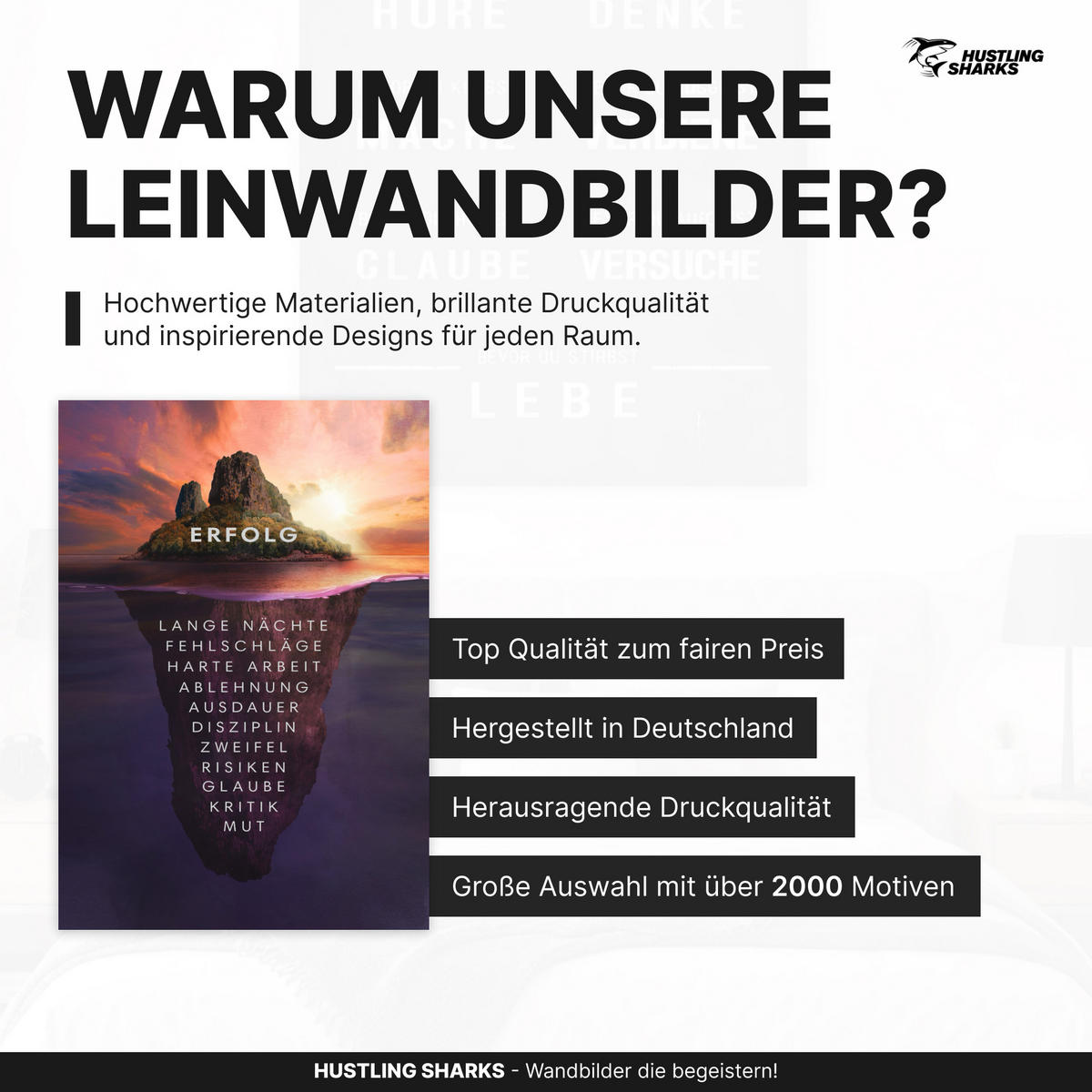 LEINWANDBILD Eisberg des Erfolgs - Weiß, Papier (60/2cm) - Hustling Sharks