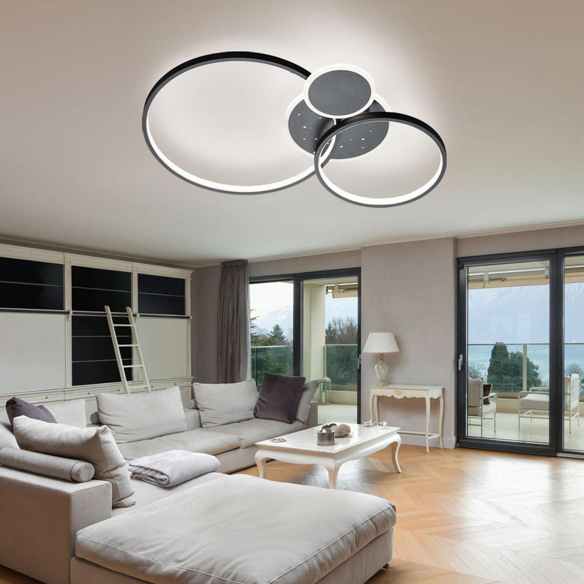 LED DECKENLEUCHTE Ring Design Schwarz - Schwarz, Metall (54/38/9cm) - Wofi