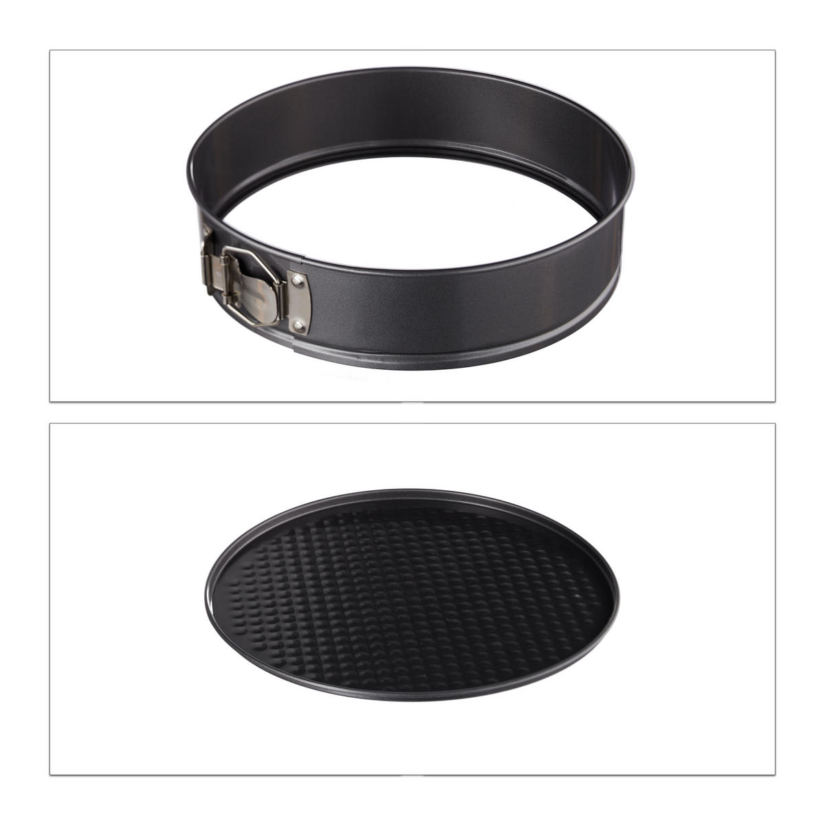 4-TLG.SPRINGFORM-SET - Schwarz, Metall (28/6.5/28cm) - Relaxdays
