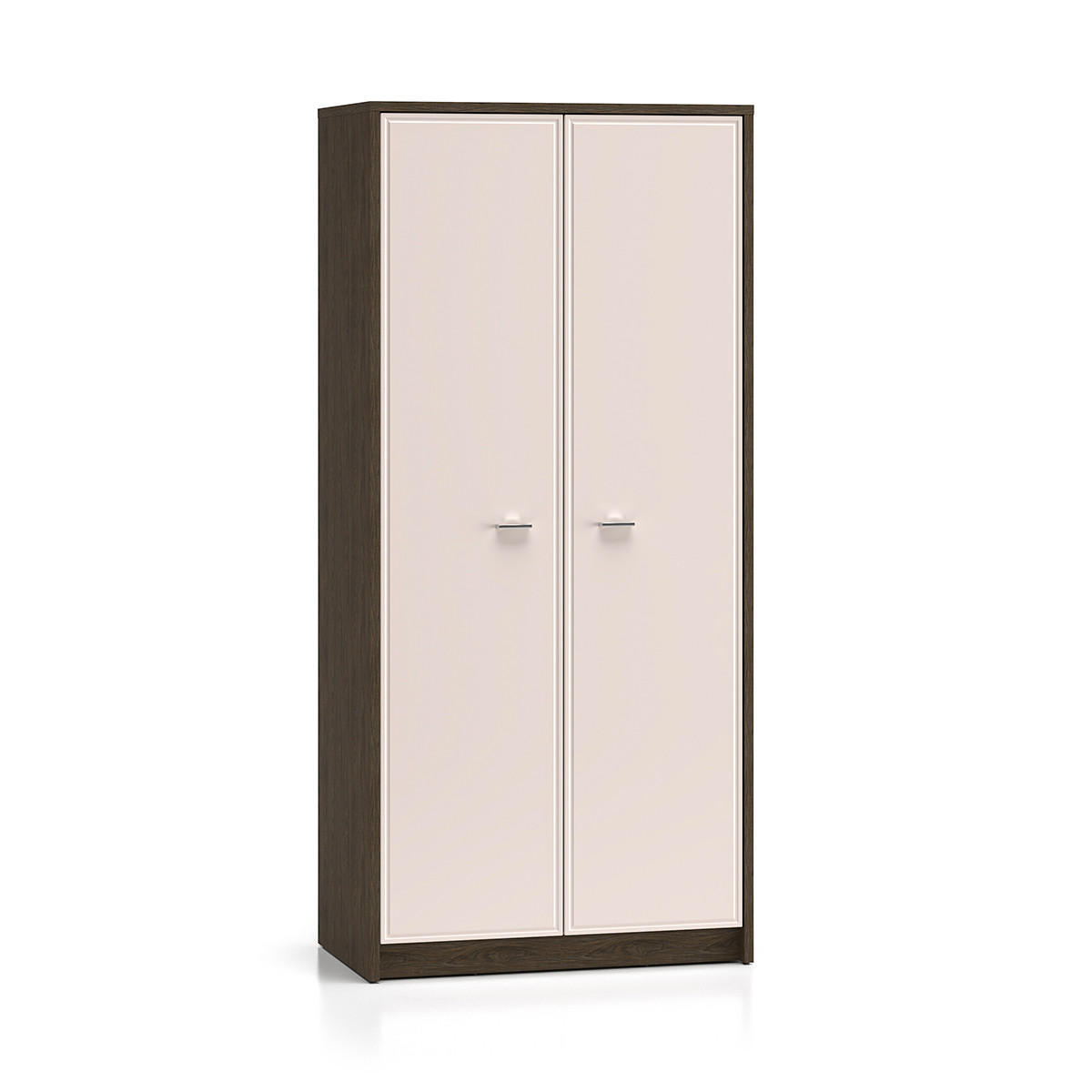 SCHRANK 2 Türen Kaius Kaschmir und Dunkles Holz - Beige, Holzwerkstoff (89.4/194.7/52.4cm) - Petits-meubles