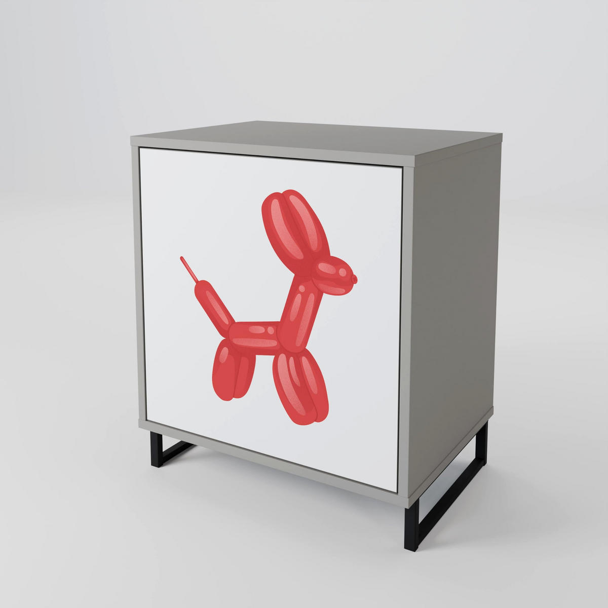 SIDEBOARD CHILDHOOD MEMORY, Grau, 57,5x42x70,5 cm, Schwarze Metall-Sternfüße - Multicolor/Schwarz, Holzwerkstoff/Metall (57.5/70.5/42cm) - SpaceRebels