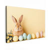 LEINWANDBILD Eier - Kaninchen - Pastellfarbtöne Wohnzimmer Groß 120x80 cm - Hellgelb, Textil (120/80cm) - MuchoWow