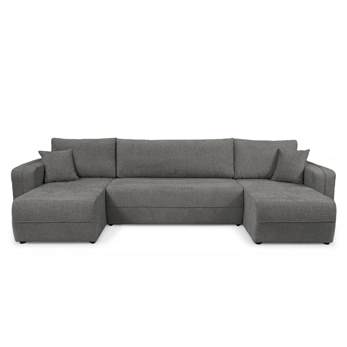 WOHNLANDSCHAFT - Anthrazit/Schwarz, Kunststoff/Textil (312/82/145cm) - home24