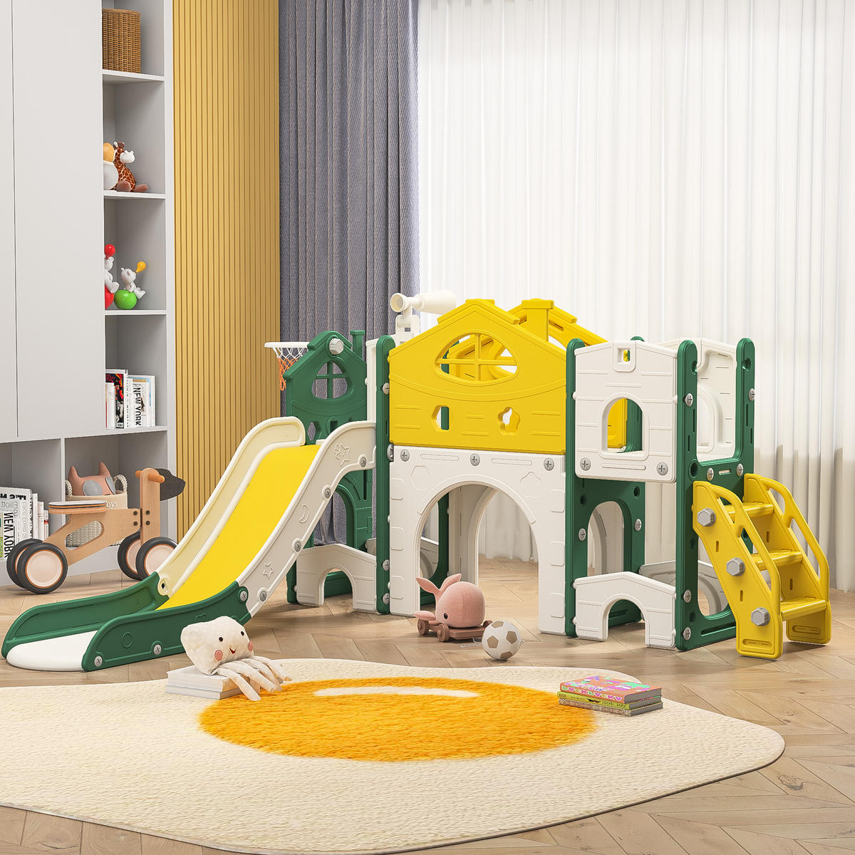 KINDERRUTSCHE 5 in 1, Gelb/Grün - Grün, Kunststoff (193.5/166cm)