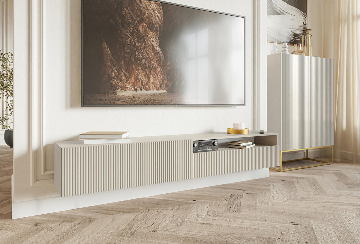 TV-HÄNGEBOARD Veldio Graubeige mit offenem Fach 175 cm - Greige, Holzwerkstoff (175/28.5/31.6cm) - Selsey