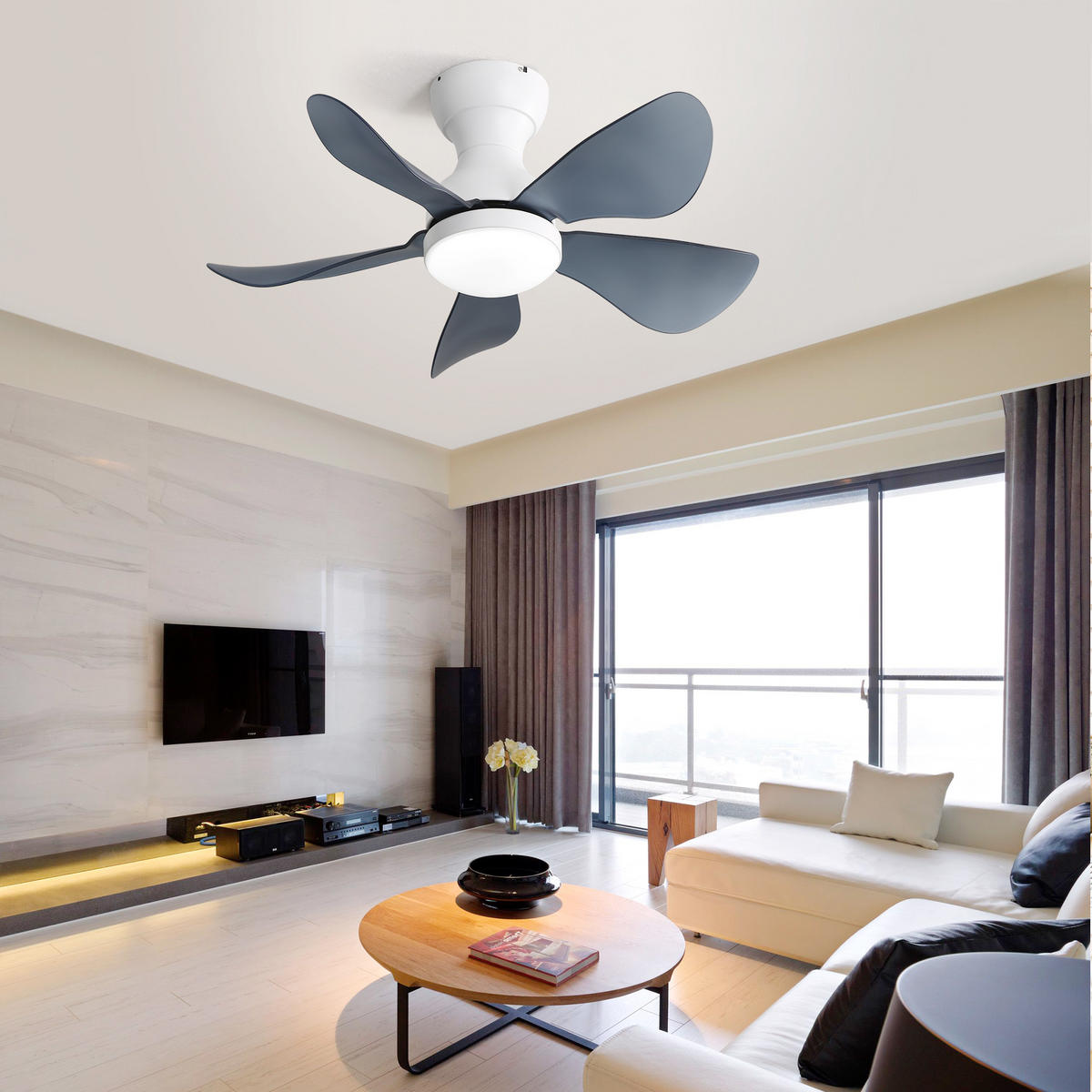 DECKENVENTILATOR 29Zoll Weiß LED Licht 5 ABS Flügel DC Motor - Weiß, Kunststoff (73.66/73.66/29.97cm) - CASIVA