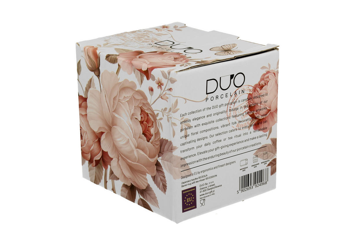 TEETASSE mit Sieb in Fassform SECESJA - Weiß, Keramik (0.43L) - DUO PORCELAIN