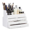 MAKEUP Organizer - Weiß, Kunststoff (23.5/19/14cm) - Relaxdays