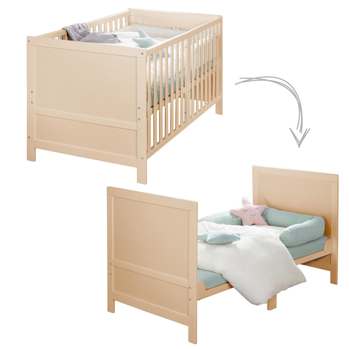 SPJÄLSÄNG med madrass Easy Sleep 70 x 140 cm - Naturfärgad, Träbaserade material/Textil (70/140cm) - Roba