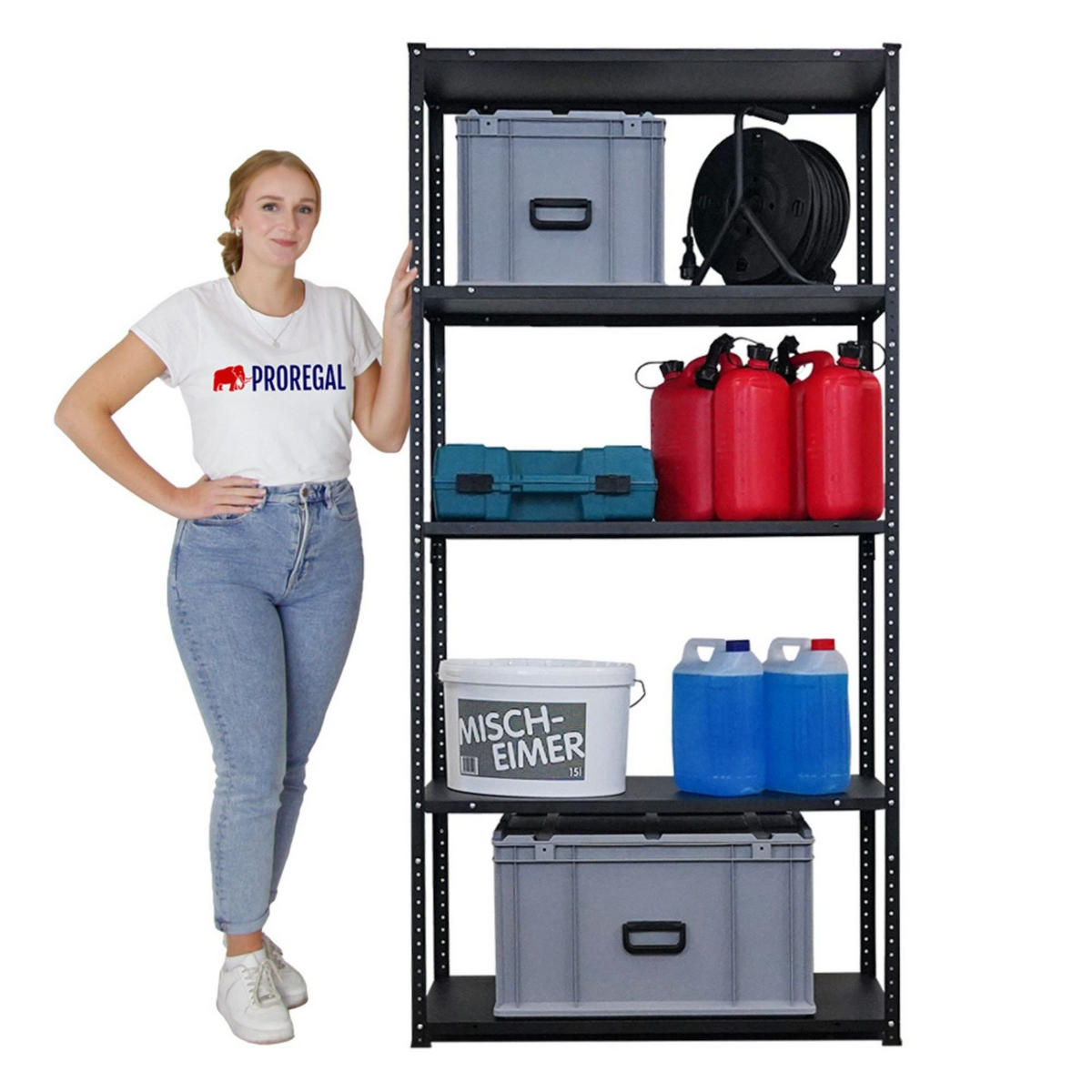 SCHRAUBREGAL Haldor 2er-Set 180x90x40cm Fachlast 100 kg Schwarz - Schwarz, Metall (180/180/40cm) - PROREGAL