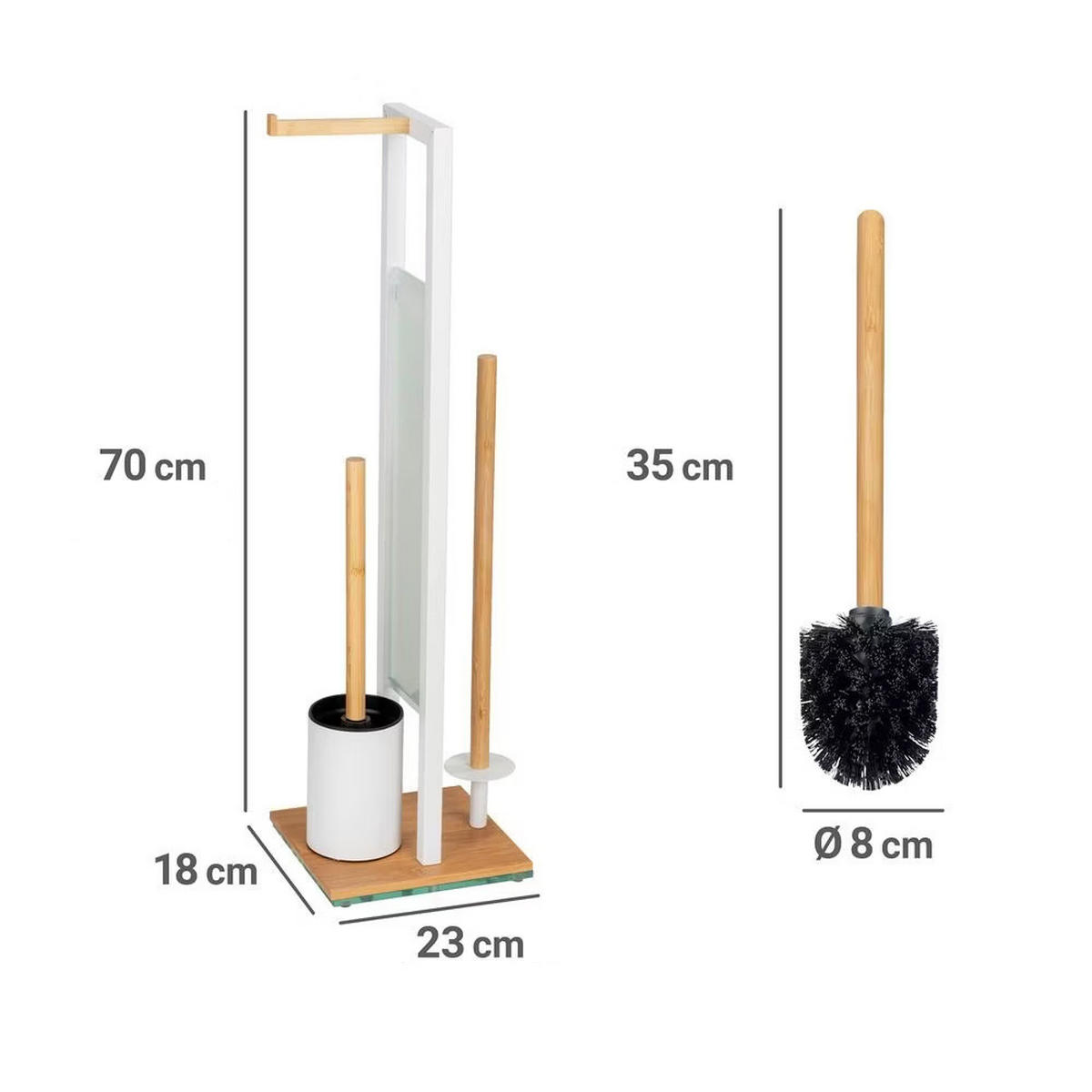 TOILETTENPAPIERHALTER 3in1 Rivalta 23/18/70 cm - Weiß, Naturmaterialen (18/70/23cm) - Wenko