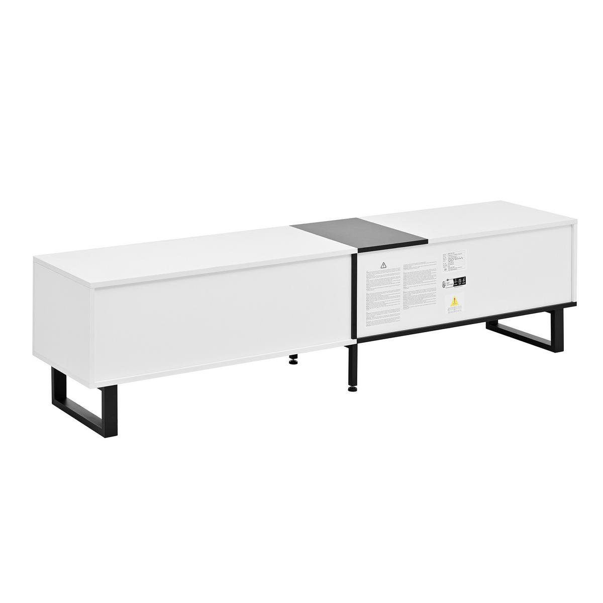 TV-SCHRANK Weiß 180/38/45 cm Klappfach Offene Fächer Doppeltüren - Weiß, Karton (38/45/180cm) - PANGIVO