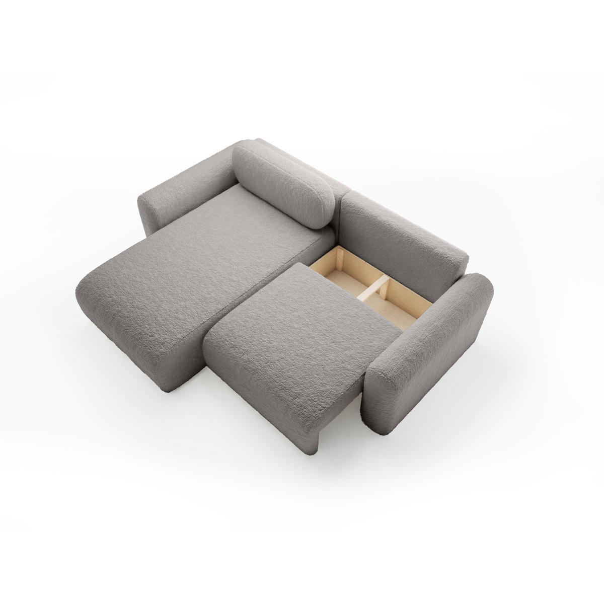 ECKSOFA mit Schlaffunktion Thekla Mini, Hellgrau - Hellgrau, Textil (246/100cm) - Fedve