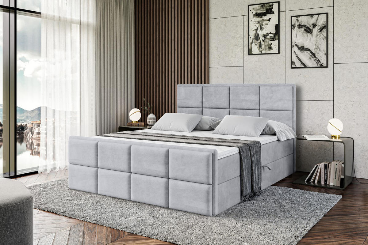 BOXBETT NOVA-Z - 180 x 200 - H4 - Hellgrau - Hellgrau, Holzwerkstoff (180/200cm) - ALTDECOR