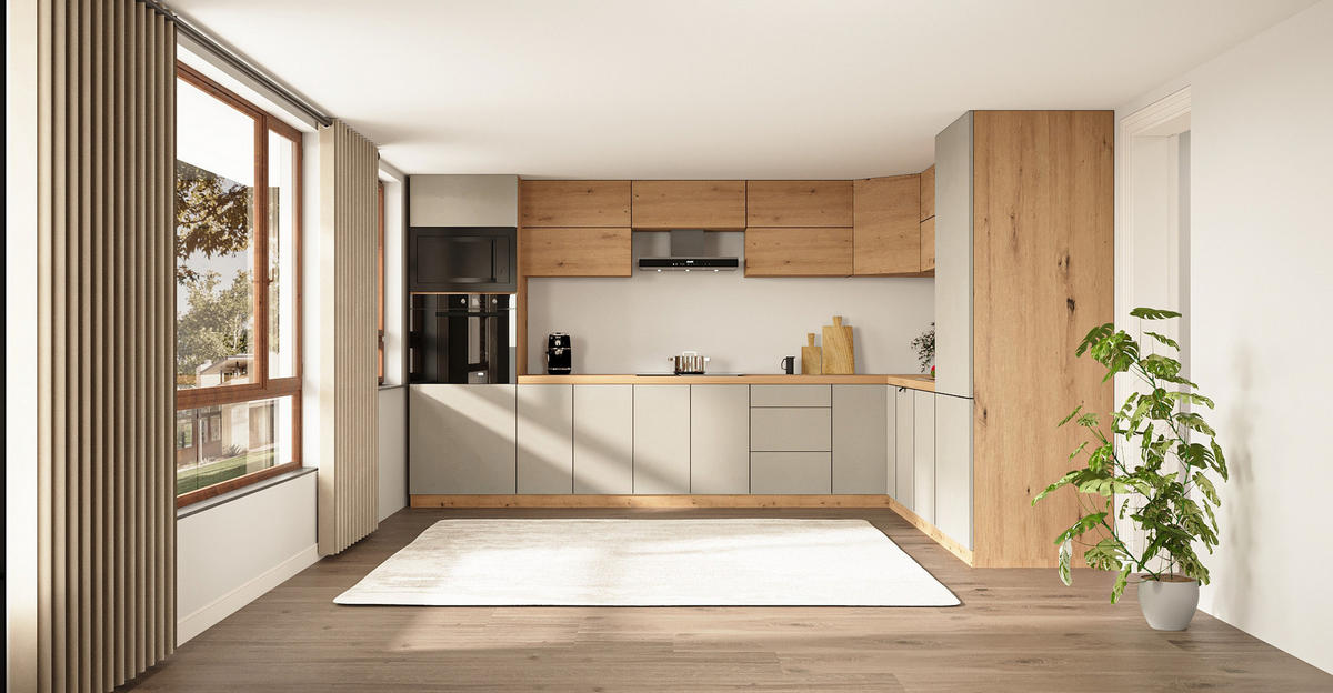 WINKELKÜCHE 360cm x 260cm- Langen KL11-M360 - in Beige /Artisan Eiche - Beige/Eiche Artisan, Holz (620/212/58cm)