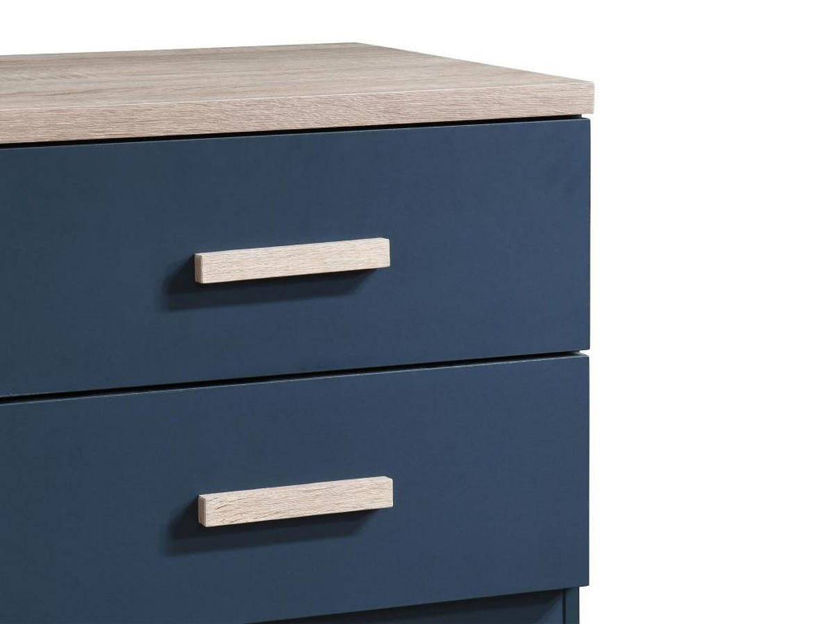 2ER-SET Nachttische mit 2 Schubladen - Blau & Holzfarben - SKAIDO - Blau, Holz (40/50/50cm) - Vente-Unique