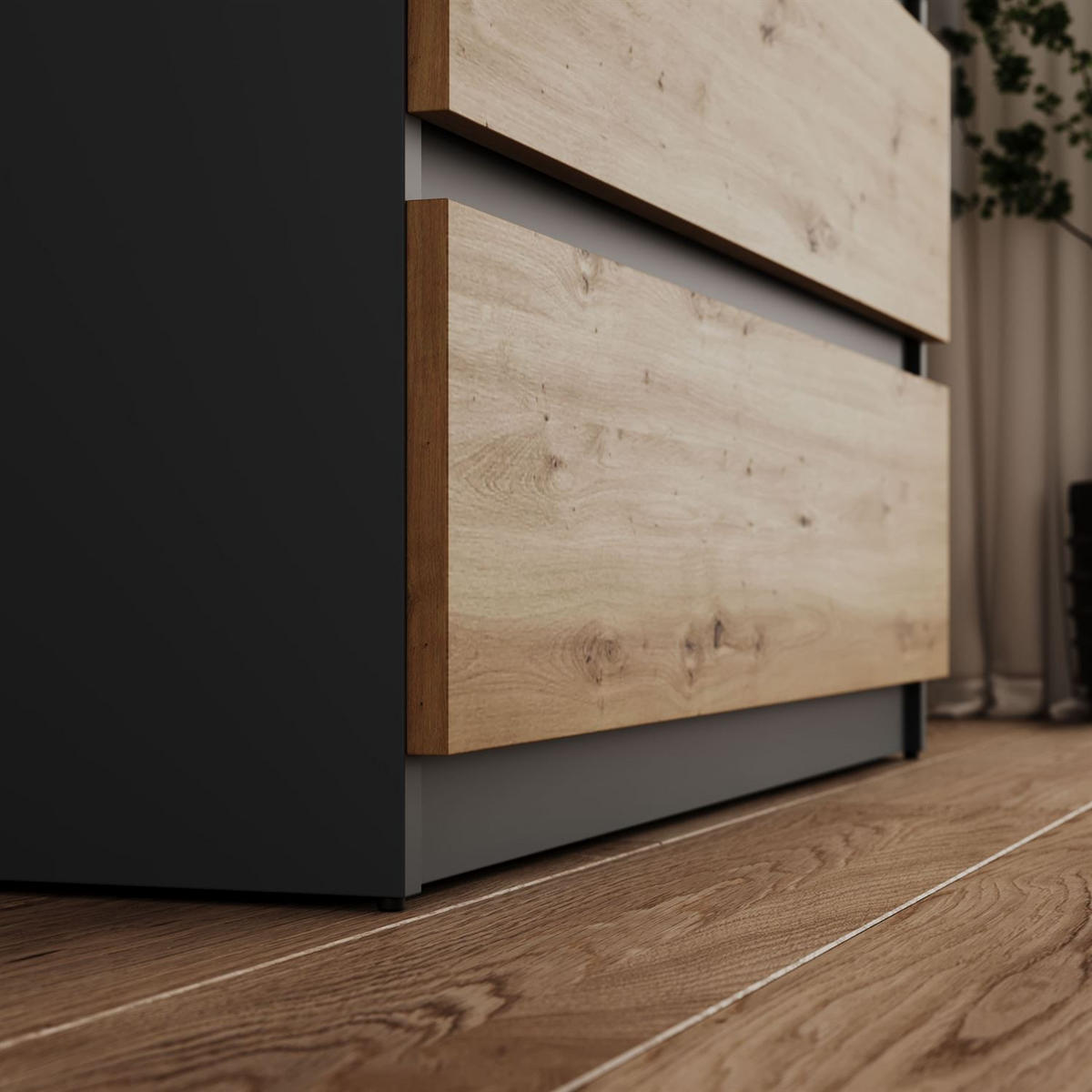 SCHRANK HANA SS-90 Artisan Eiche / Anthrazit - Eiche Artisan, Holzwerkstoff (90/180/50cm) - Lookway