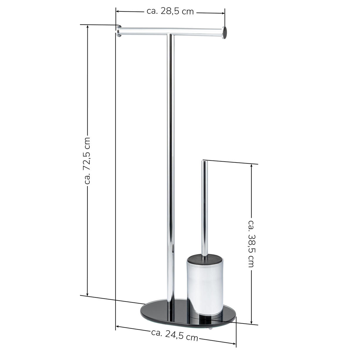 STAND-WC-GARNITUR, schwarz, Edelstahl - Schwarz, Metall (28.5/72.5/12cm) - bremermann