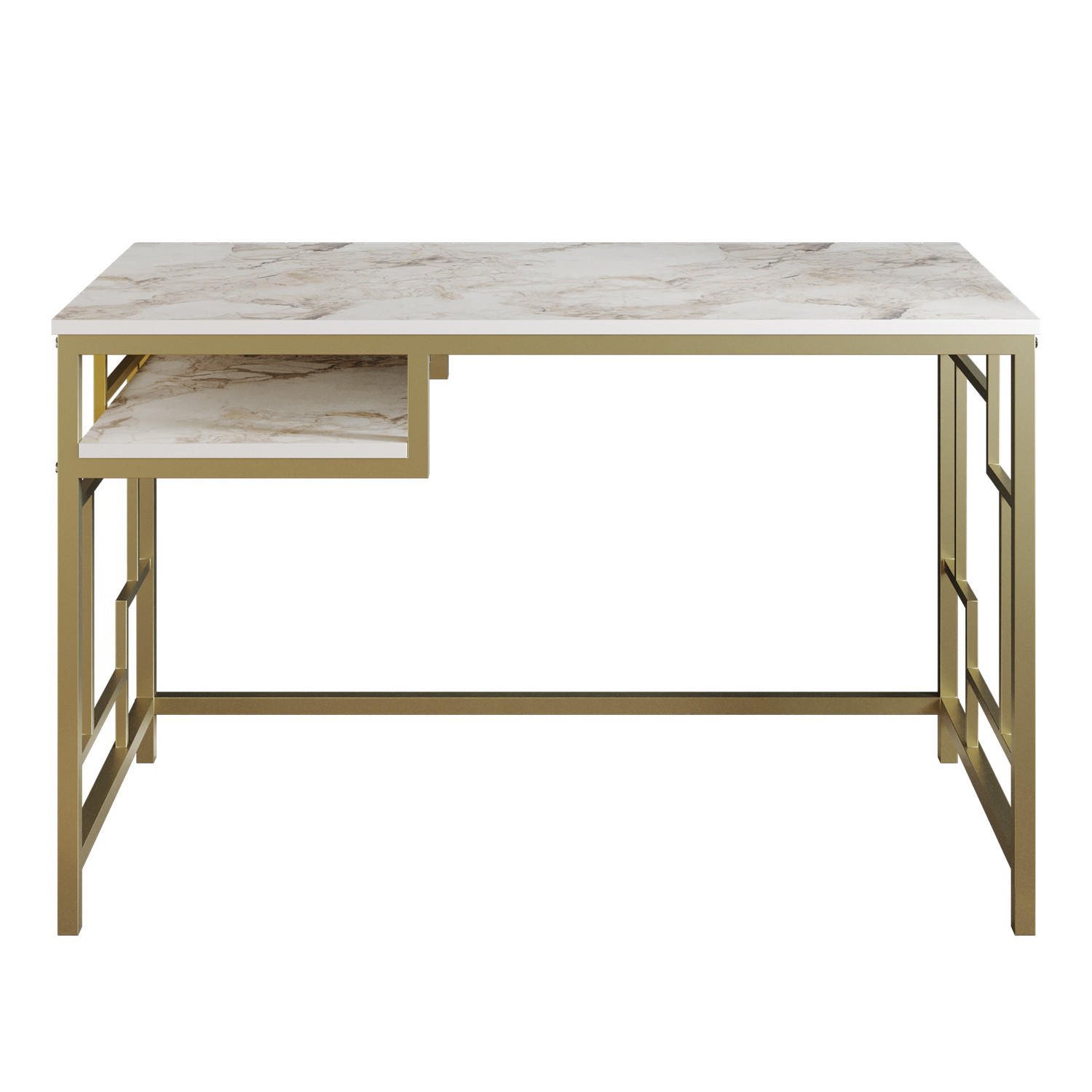COMPUTERTISCH Victory Weiss Marmor Gold - Goldfarben/Weiß, Holzwerkstoff (120/60/75cm) - Decorotika