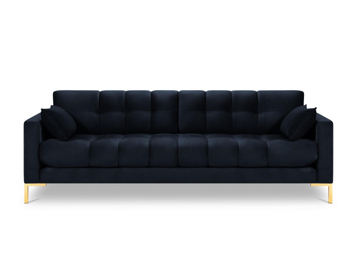 SOFA Mamaia aus Samt dunkelblau 4 Sitzplätze - Dunkelblau, Textil (92/75/217cm) - Micadoni