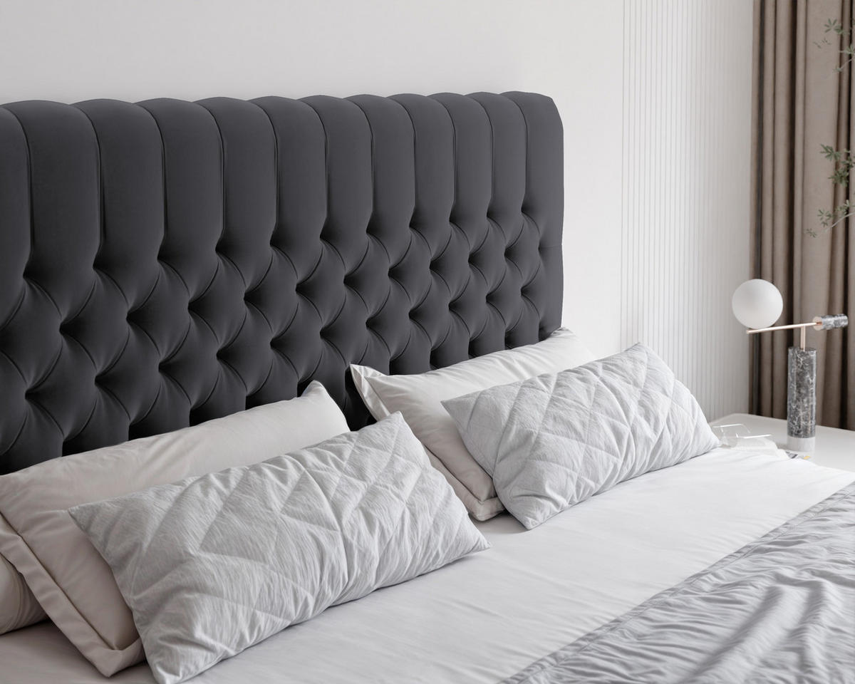 BOXBETT 120x200 cm mit Topper - Anthrazit, Holzwerkstoff/Textil (120/200cm) - Idohome