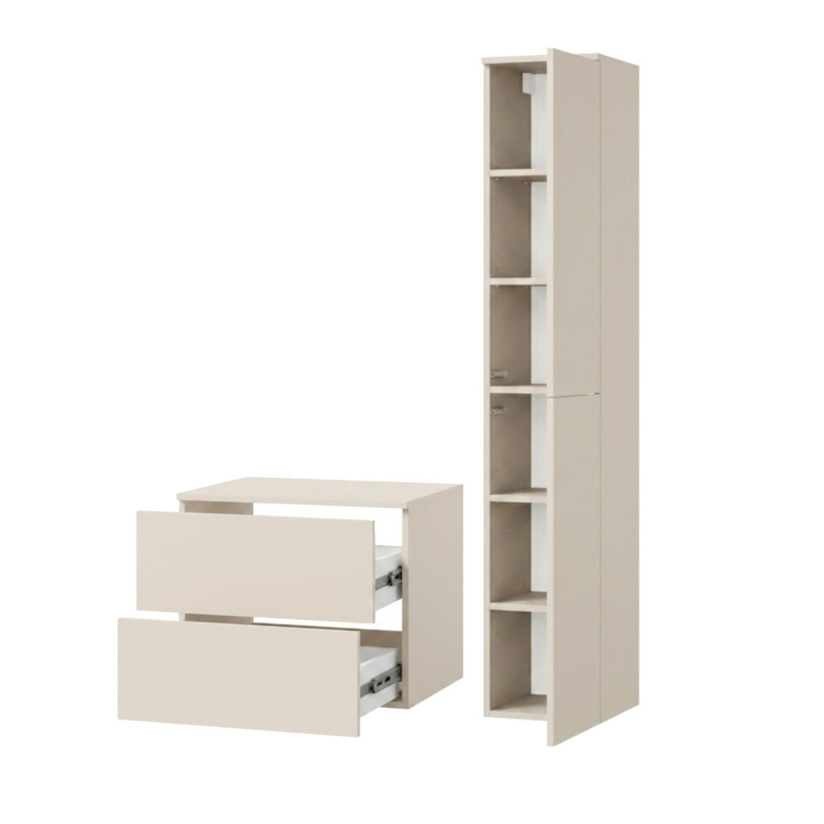BADMÖBEL-SET Color Macadamia 2-Teilig (2S 60 + 2D 160) - Beige, Holzwerkstoff (90/160/45cm) - mzm24