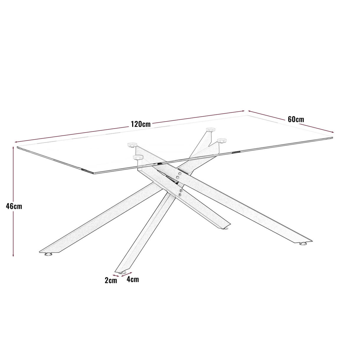 COUCHTISCH 120/60/46 cm aus Glas und Metall in Schwarz - Schwarz, Glas (120/60/46cm) - OKMYHOME
