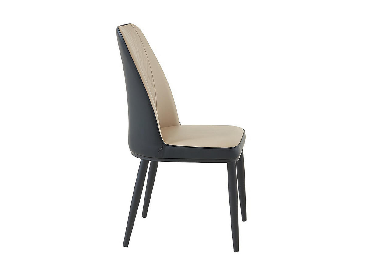 STUHL 2er-Set - Kunstleder & Metall - Beige & Anthrazit - MILDURA - Anthrazit, Leder (46/94/56.5cm) - Vente-Unique